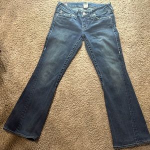 True Religion Jeans Size 28 Womens Skinny Low Rise Med Wash Blue Denim RN 112790